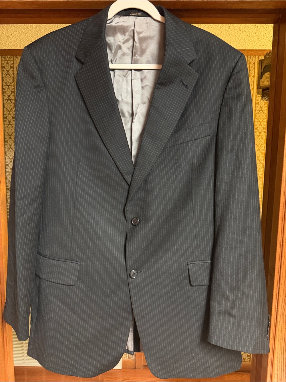 Hart Schaffer Charcoal Pinstripe Two-Button Blazer with pant. 44L